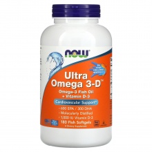 Антиоксидант NOW Ultra Omega 3D 600 EPA 300 DHA  180 капсул